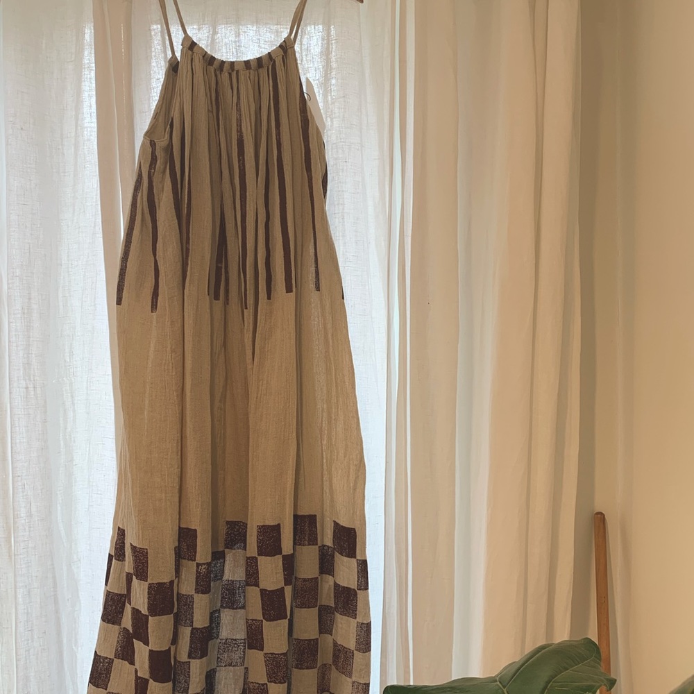 Black Crane double layer hand printed dress, size Small